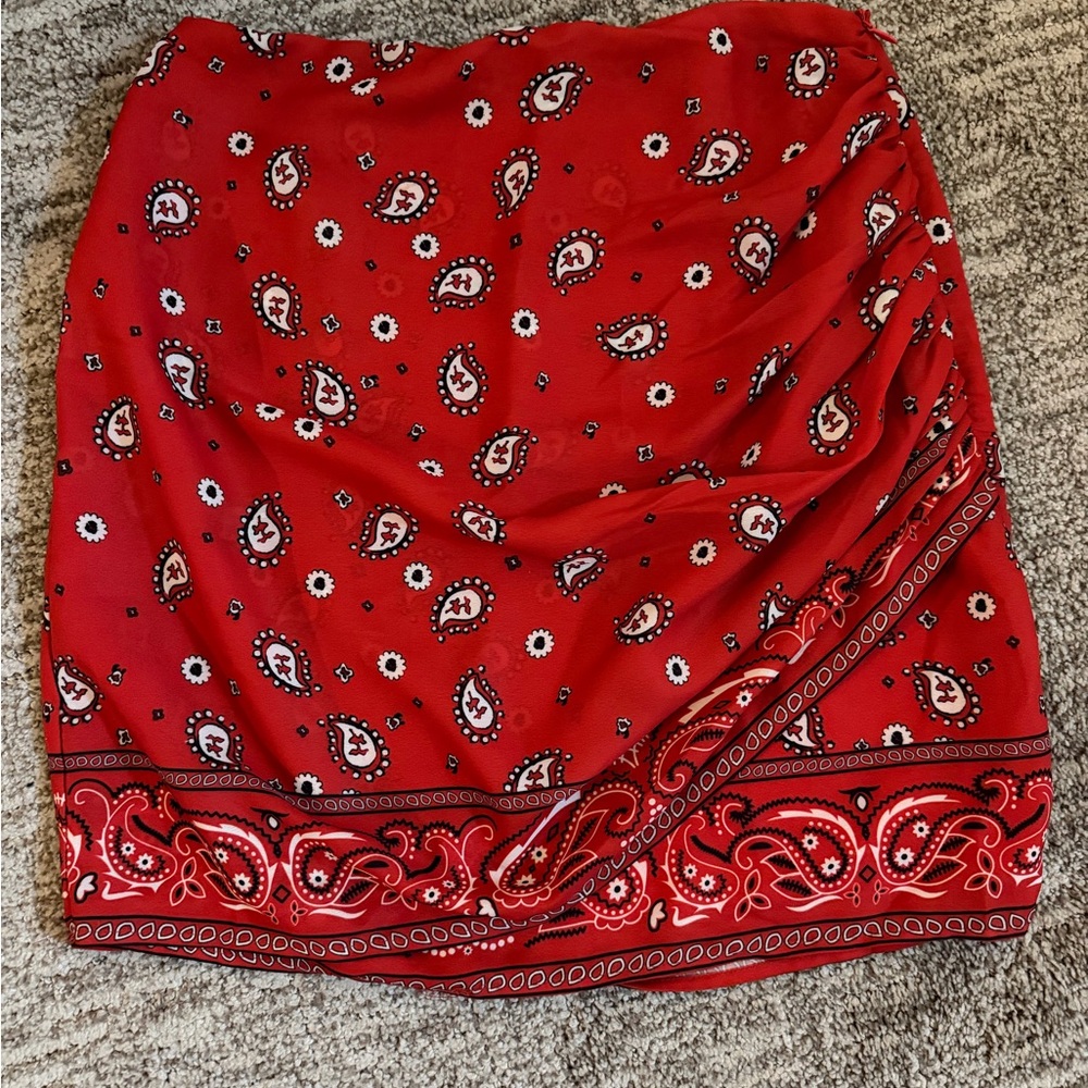 superdown Red Paisley Bandana Mini Skirt
